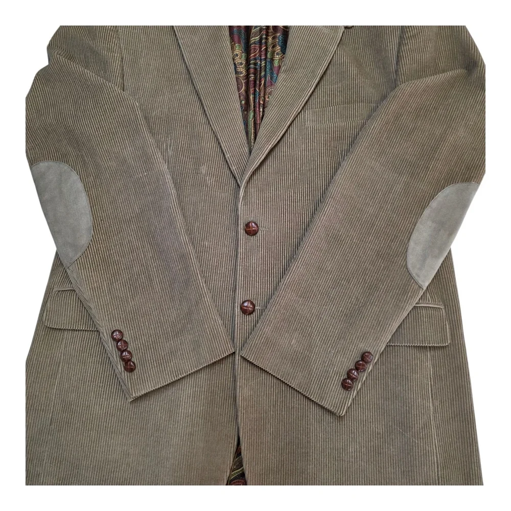 Ralph Lauren Corduroy Elbow Patch Mens Blazer 42L Tan Ivy League Americana